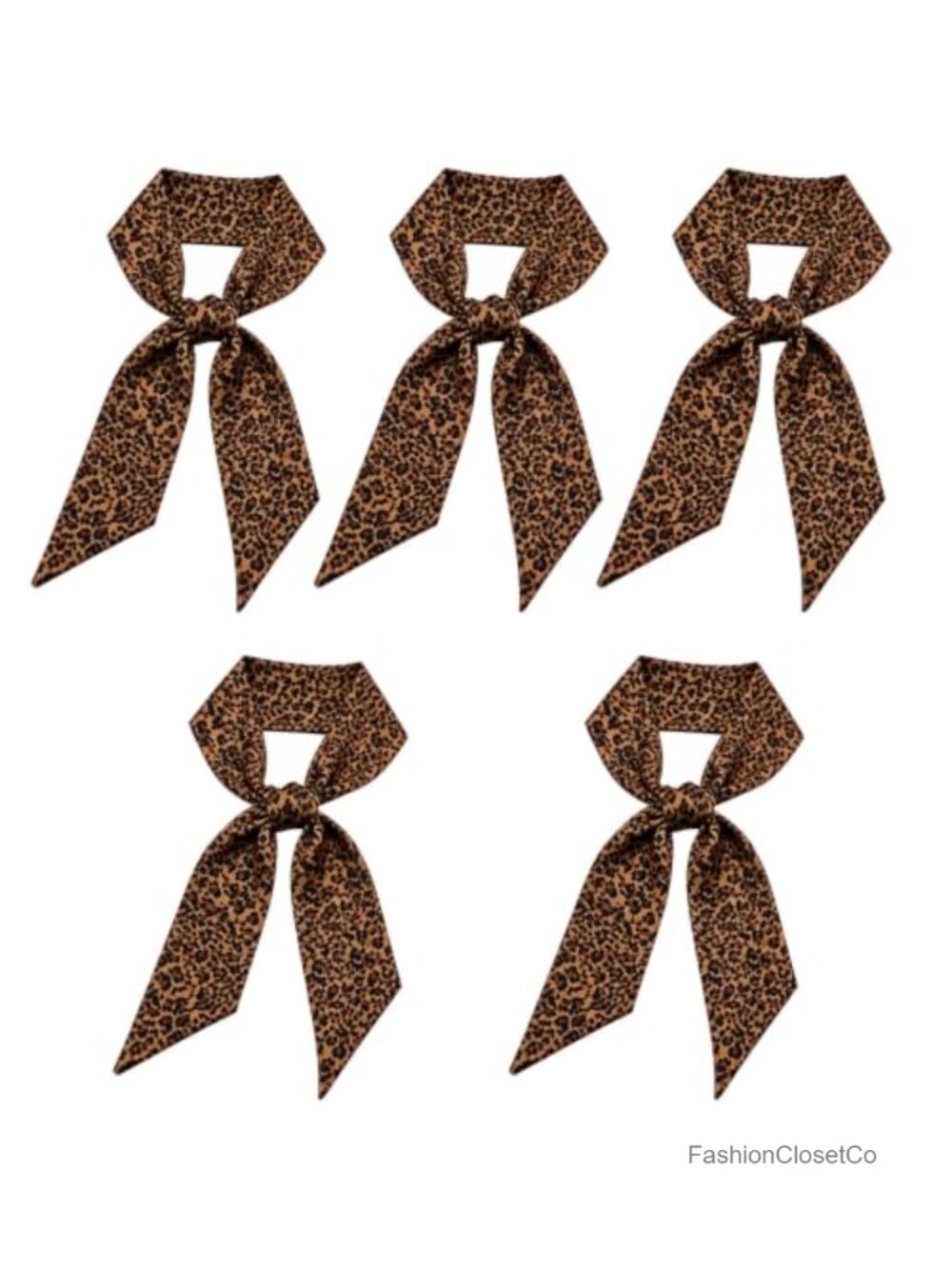 5 Pack Striped Skinny Scarves - Long Thin Neckties for Women Hair Bags